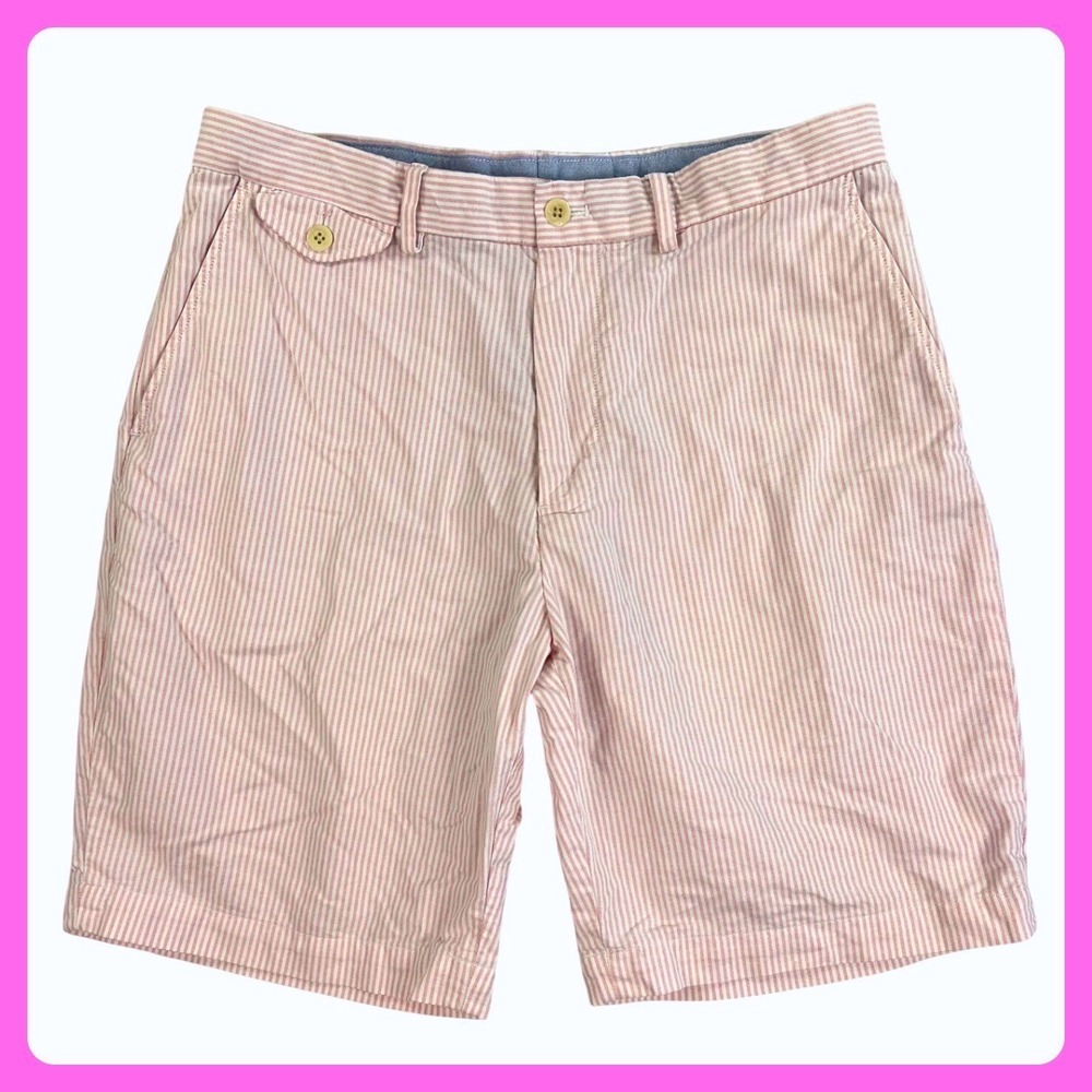 Polo Golf Ralph Lauren Shorts Men's 33 Pink White Cotton Striped Chino 9"‎